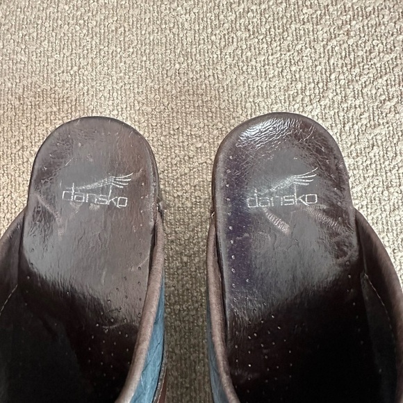 Dansko Shandi Bohemian Snakeskin Blue Leather Slip-on Clogs. Size 41‎ - Picture 4 of 9